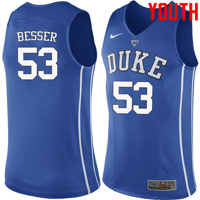 Youth #53 Brennan Besser Duke Blue Devils College Basketball Jerseys-Blue - Click Image to Close